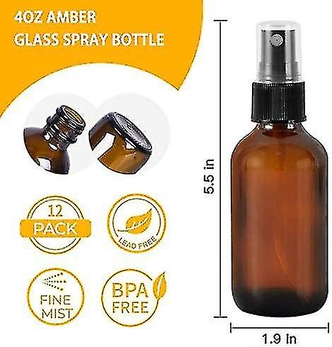 6 Pcs 120ml Glass Spray Bottles， 4 Ounce Refillable Container For Essential Oils Cleaning Products A