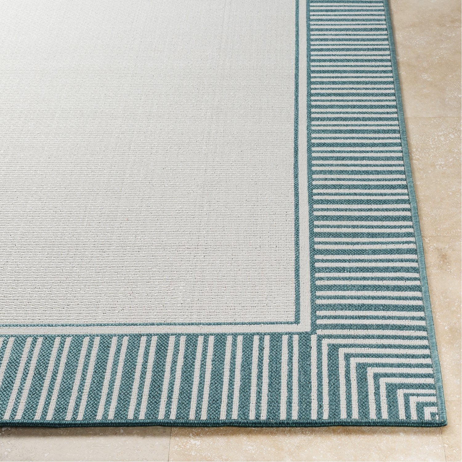 Alfresco Rug in Teal & White