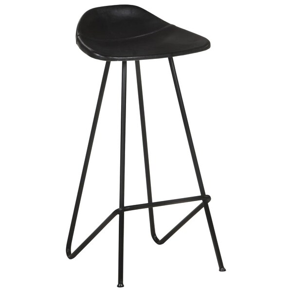 vidaXL Bar Stools 2 pcs Black Real Leather