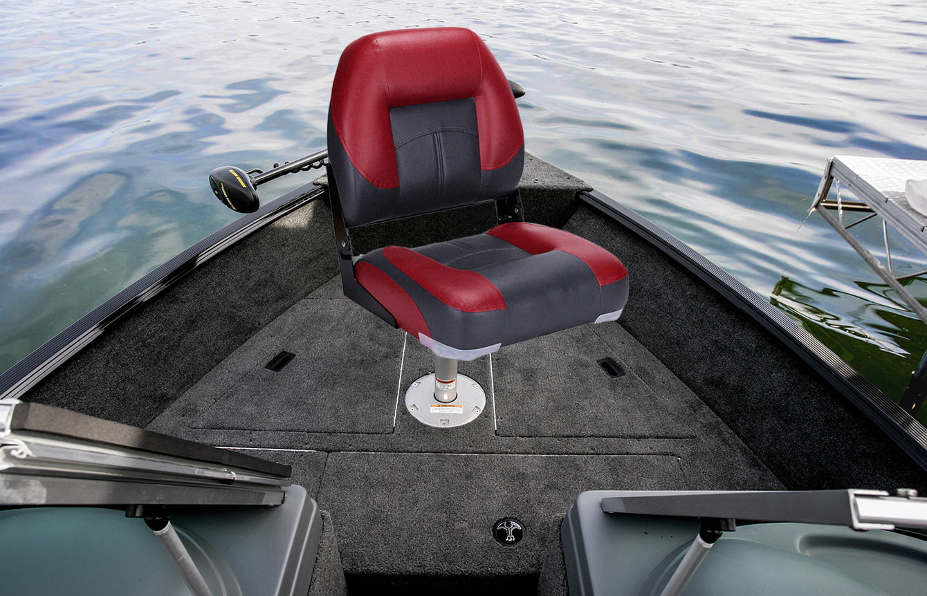 NORTHCAPTAIN Deluxe Charcoal/Wine Red Low Back Folding Boat Seat， 1 Seat