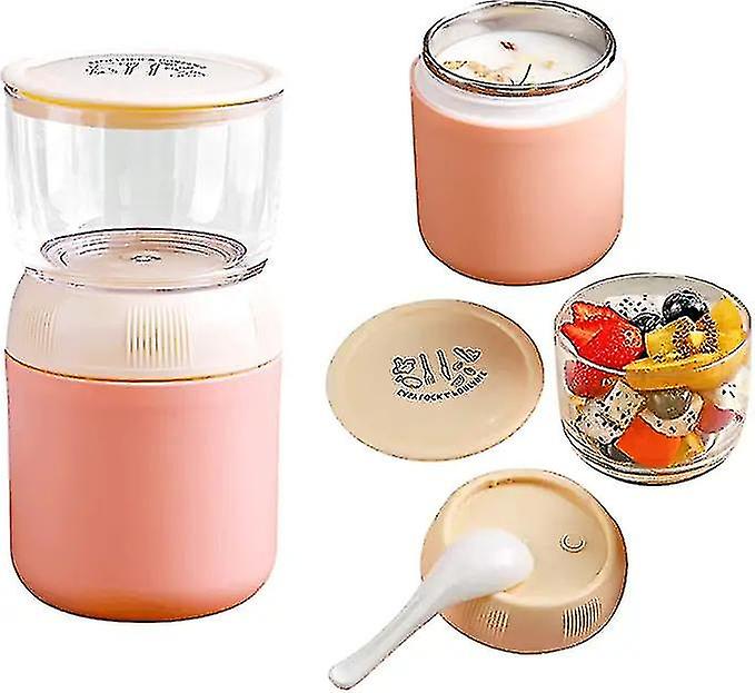 Food Soup Jar， Yogurt Container Stainless Steel 2-tier Leak-proof Stackable Bento Box With Lids Spoon