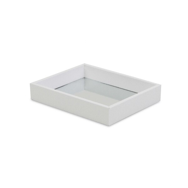 White Shagreen Mirrored Tray - 18 W x 14 D x 7 H