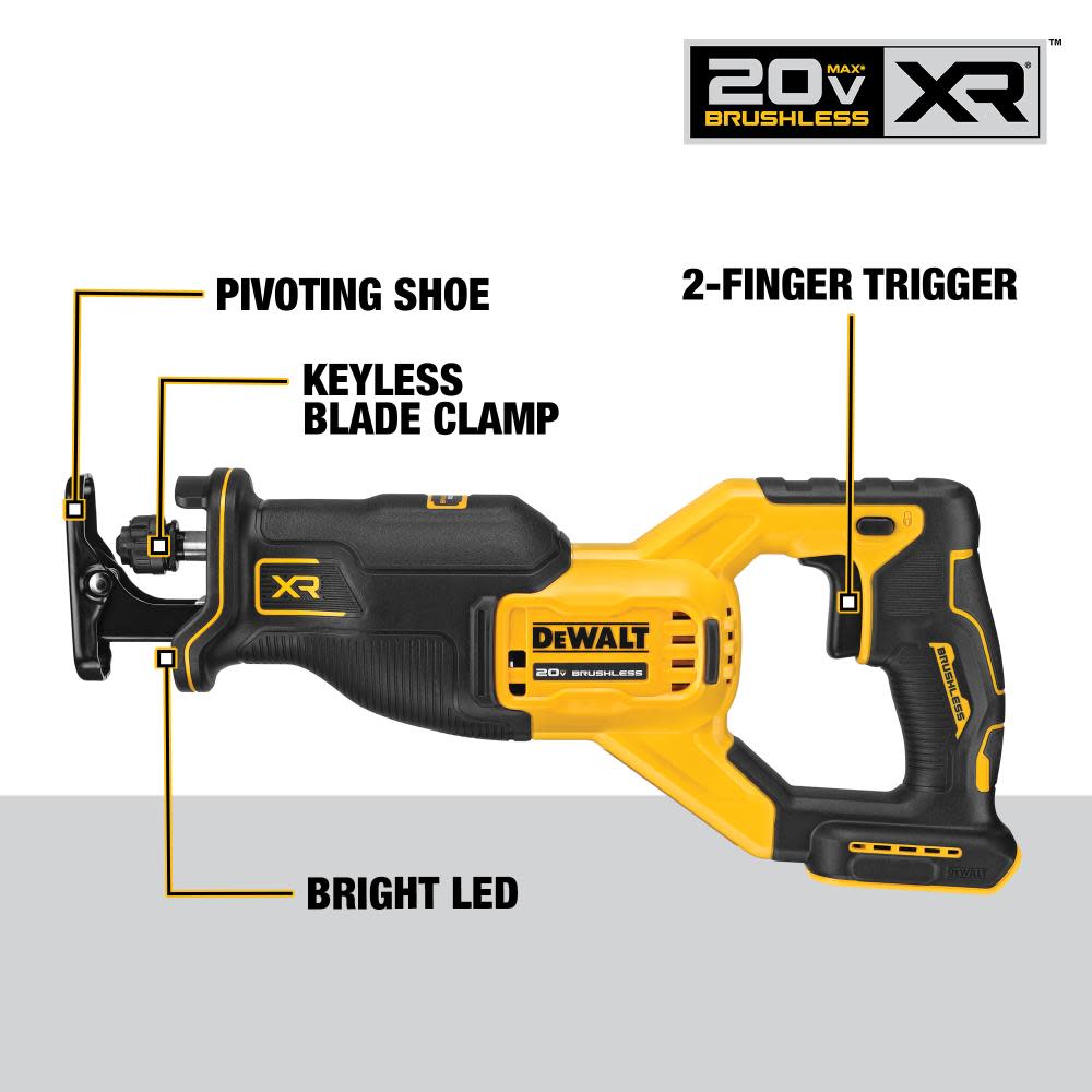 DEWALT 20V MAX XR Reciprocating Saw Bare Tool BRUSHLESS ;