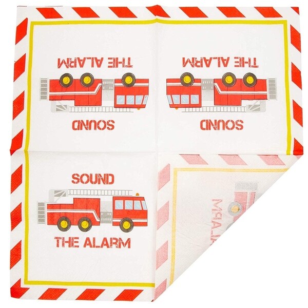 100 Pack Fire Fighter Truck Party Paper Napkins 6.5