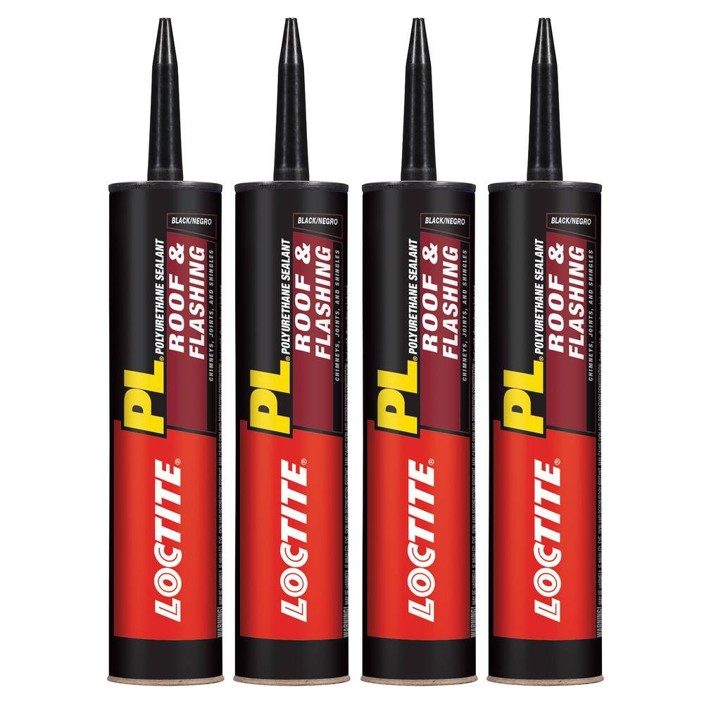 Loctite PL S30 10 oz. Black Polyurethane Roof and Flashing Sealant (4-Pack) 1675273