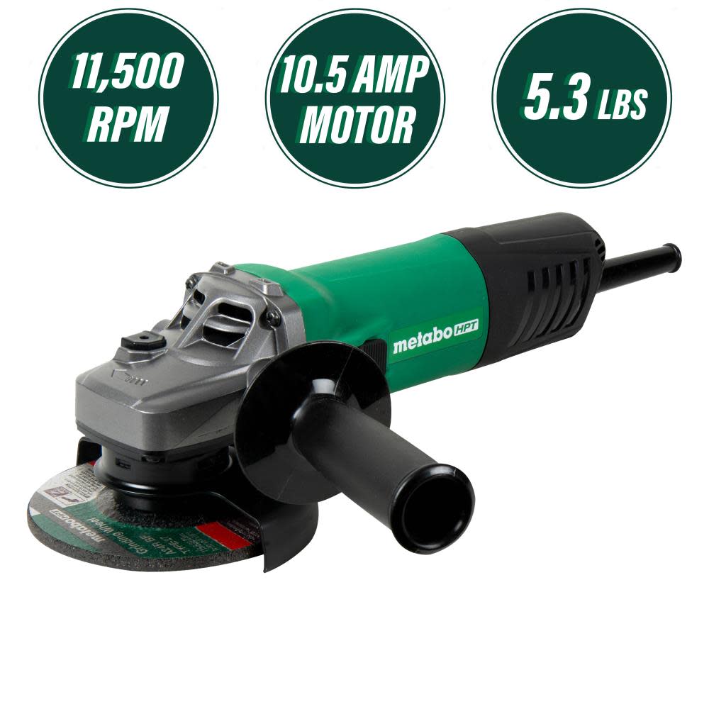 Metabo HPT Metabo HPT G12SA4 4.5 10.5 Amp Slide Switch Disc Grinder