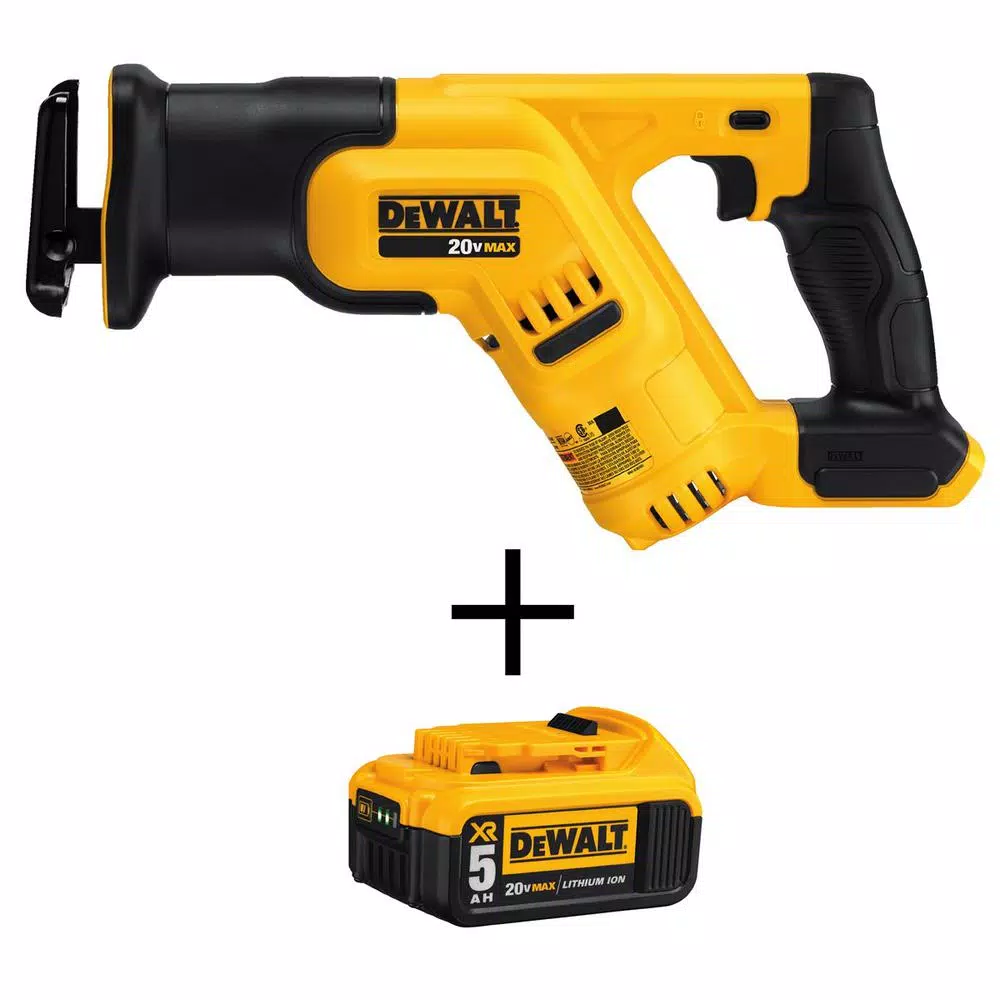 DEWALT 20-Volt MAX Cordless Compact Reciprocating Saw with (1) 20-Volt Battery 5.0Ah and#8211; XDC Depot