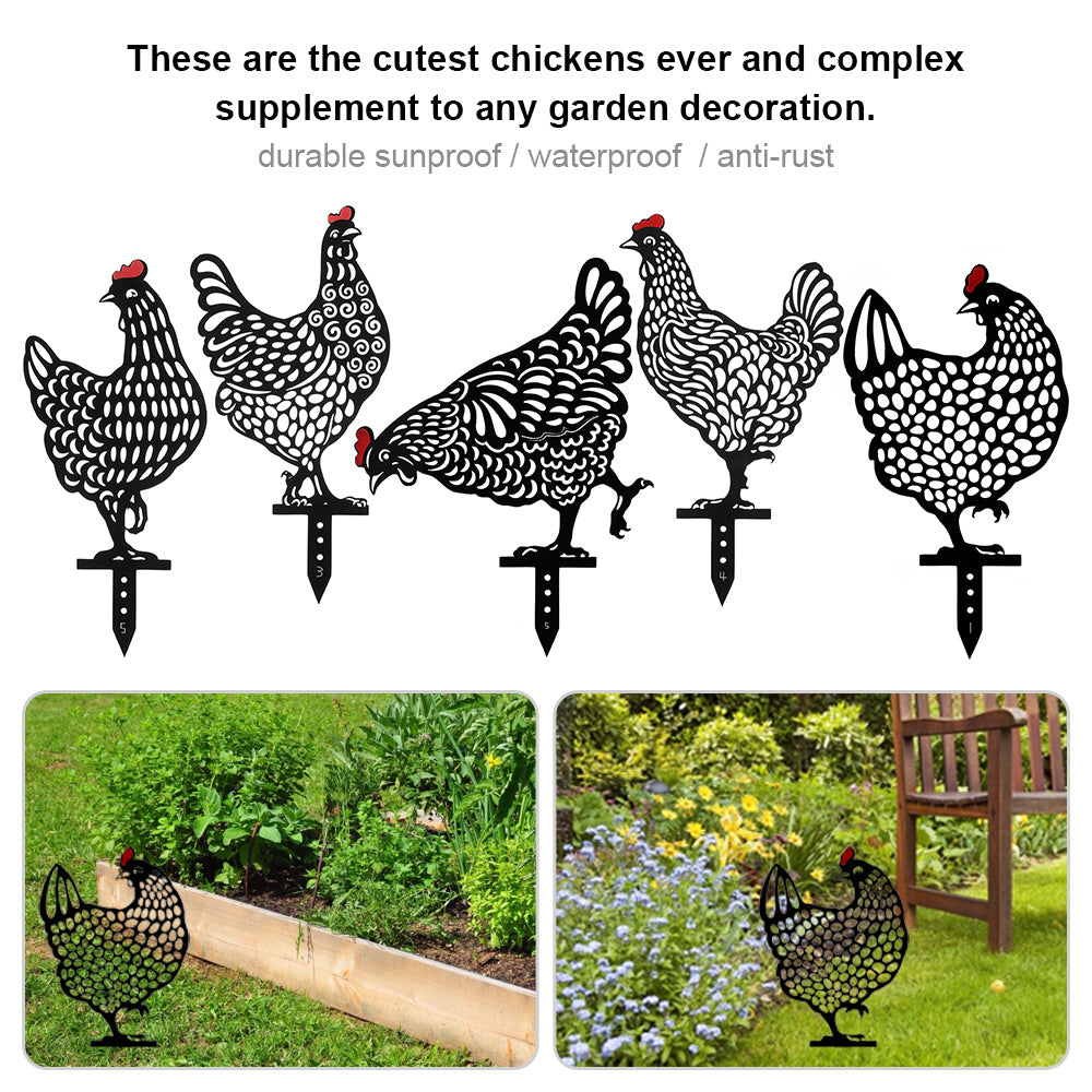 ZTOO Chicken Statue Sculpture Yard Art Garden Decoration Outdoor Backyard Lawn Lifelike Hen Stakes Ornaments Garden Silhouette Stakes Chicken Yard Art Decor