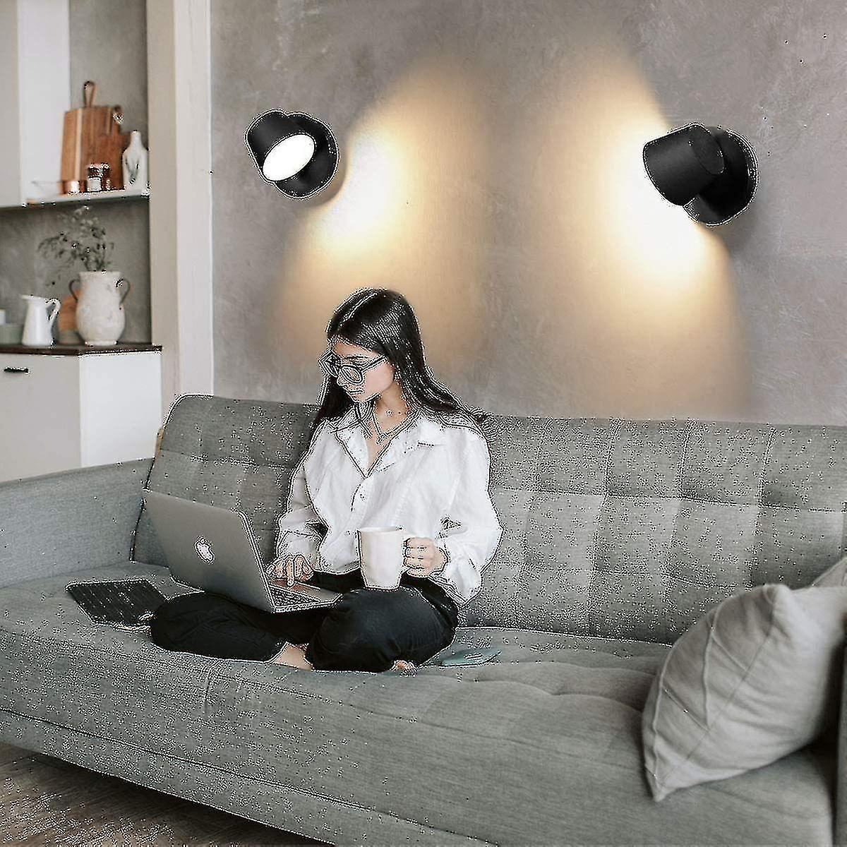 Modern Led Wall Light Wall Reading Light 350 Swivel Nordic Style Led Wall Spotlight Indoor Wall Lamp Compatible With Bedroom Living Room Hallway Stair