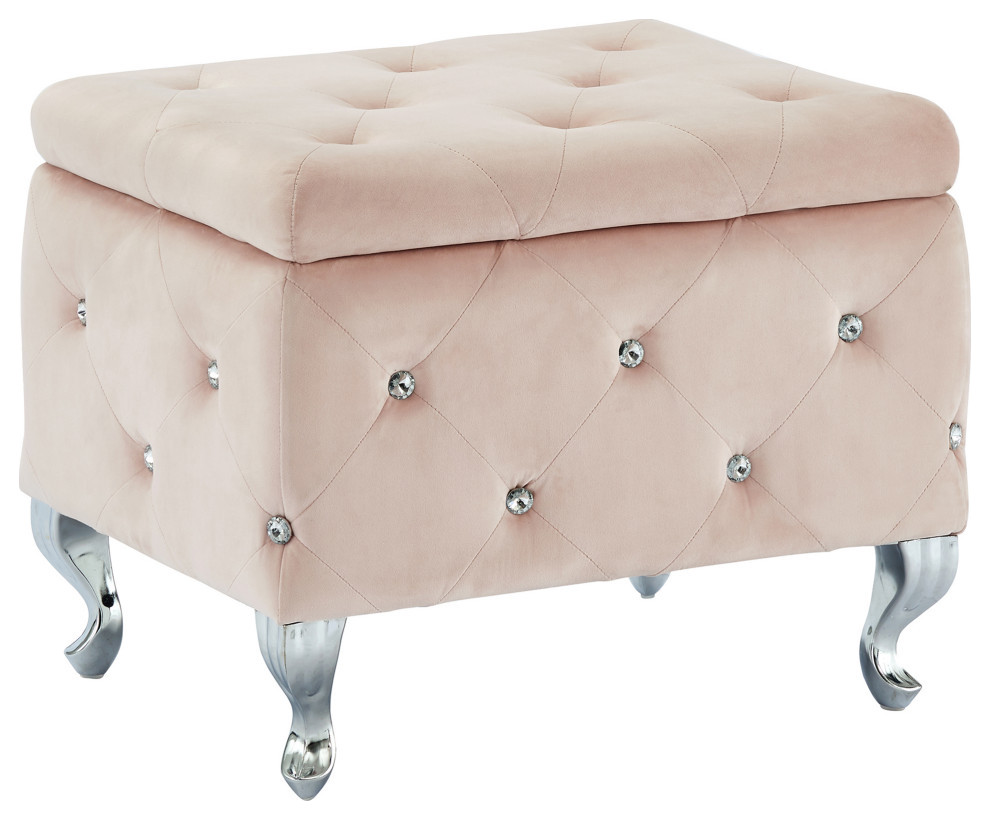 Velvet Single Storage Ottoman   Eclectic   Footstools And Ottomans   by WHI  Houzz