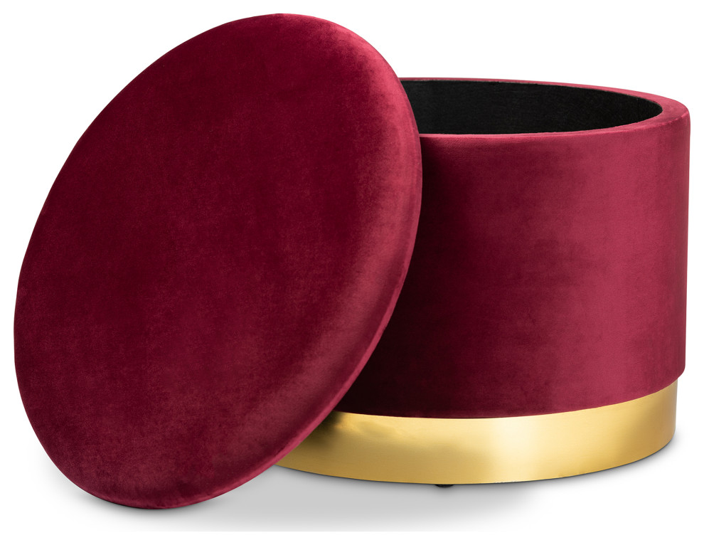 Alessia Velvet Fabric Upholstered Storage Ottoman   Contemporary   Footstools And Ottomans   by Baxton Studio  Houzz