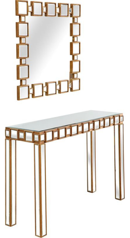 Camden Isle Orion Wall Mirror and Mirrored Console Table   Contemporary   Console Tables   by Homesquare  Houzz