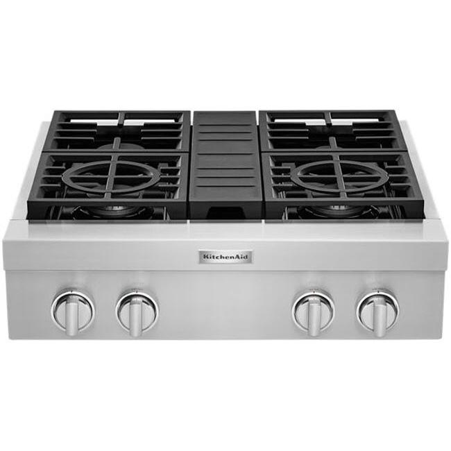 KitchenAid 30-inch Built-in Gas Rangetop with Ultra Power�Dual-Flame Burners KCGC500JSS