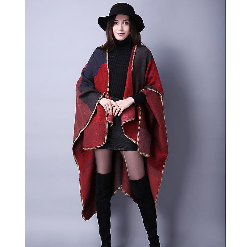 Women's Blanket Shawls Wraps Winter Open Front Poncho Cape Oversized Cardigan Sweater