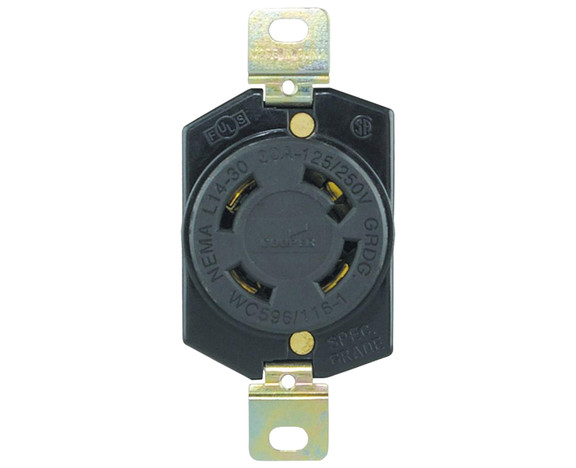 Cooper Wiring Devices L1430R Locking Recp Single 3...