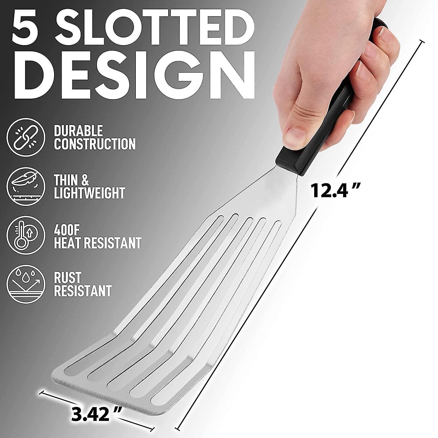 12.4inch Fish Spatula- Slotted Fish Turner Spatula With Sloped Head Design - Durable And Lightweigh