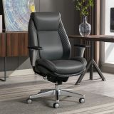 Serta iComfort i6000 Series Ergonomic Bonded Leather High-Back Manager Chair， Gray/Silver