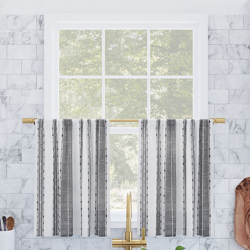 Archaeo Slub Texture Stripe Cotton Tier Curtain Pair