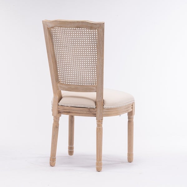 2pcs French Style Dining Chair with Square Rattan Backrest