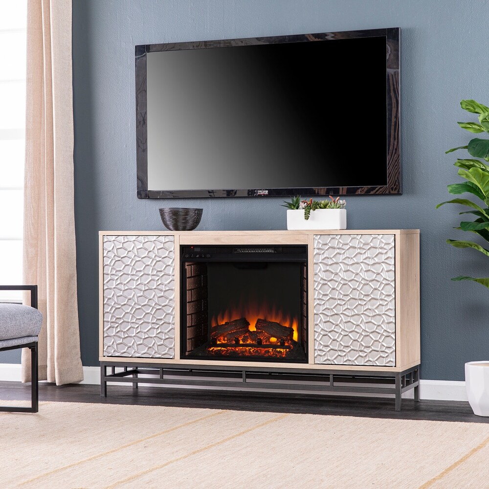 SEI Furniture Ausborne Electric Fireplace w/ Media Storage   Natural