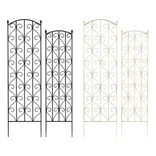 57 in. and 52 in. Black Metal Trellises with Decorative Scroll Design (Set of 2) 431017ESM