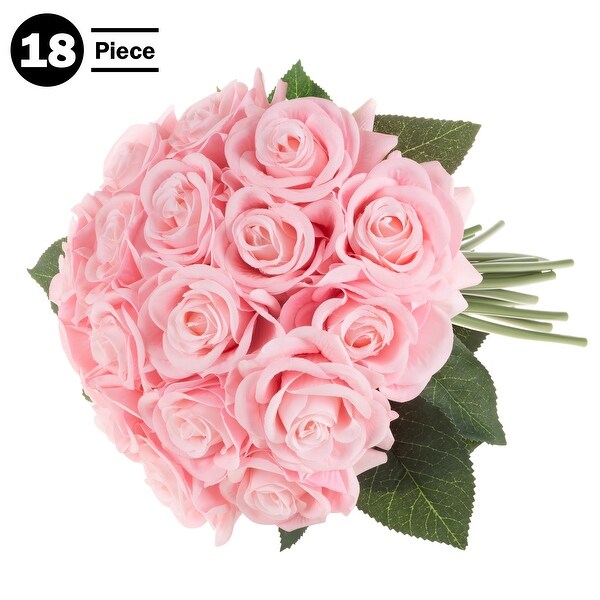 Pure Garden 18Pc Rose Artificial Flowers，Pink