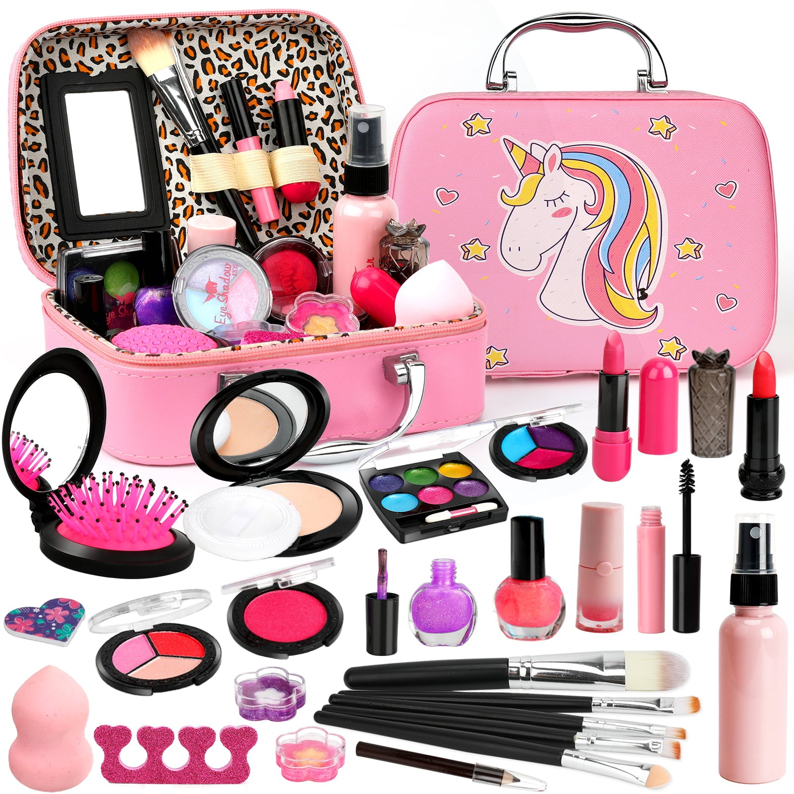 Sendida Washable Kids Makeup Kit for Girls Toys with Cute Makeup Bag， Toy for Girls Age 3 4 5 6 7 8 9 10 Year Old (25PCS)