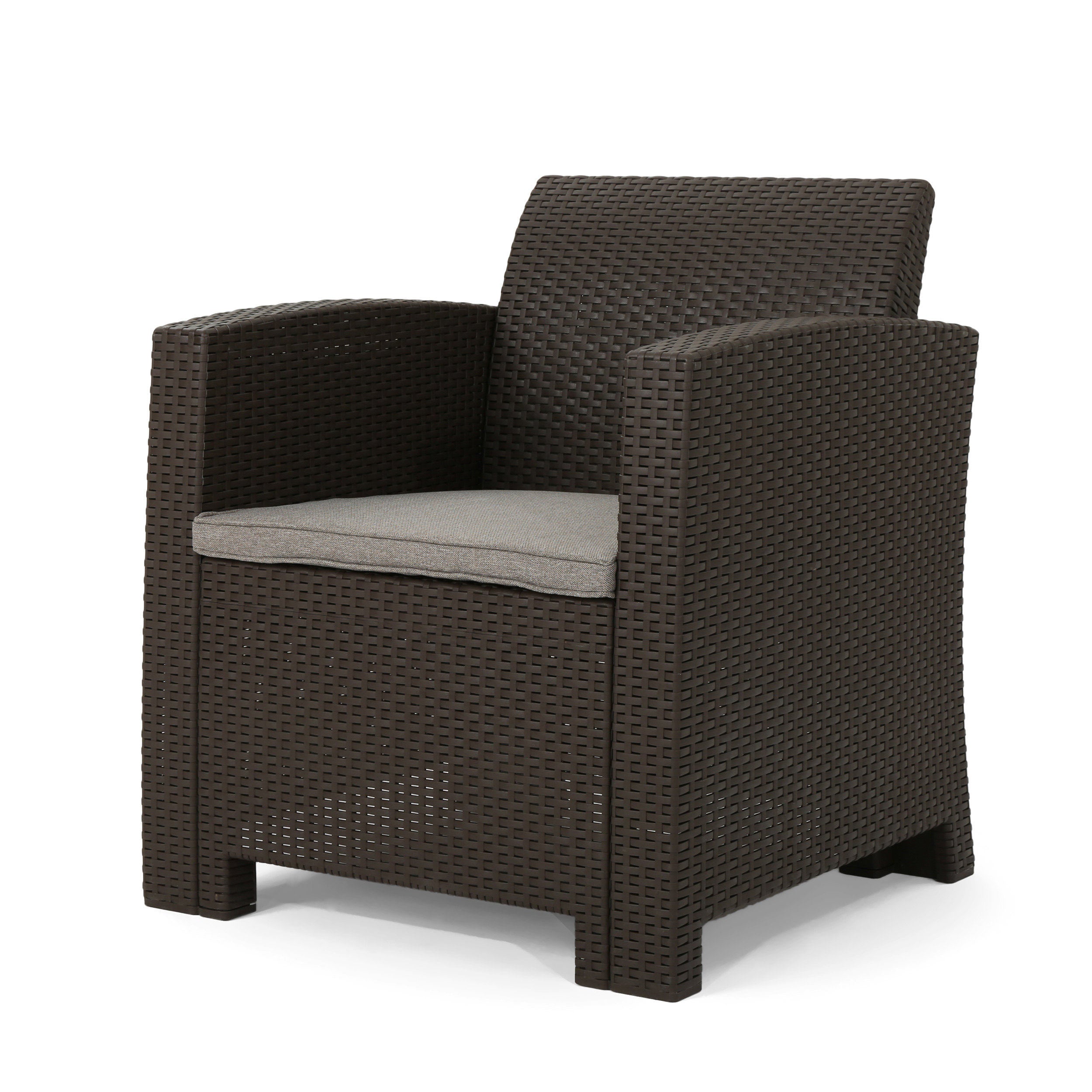 Ollie Outdoor 4-Seater Wicker Print Club Chat Chair Set with Fire Pit