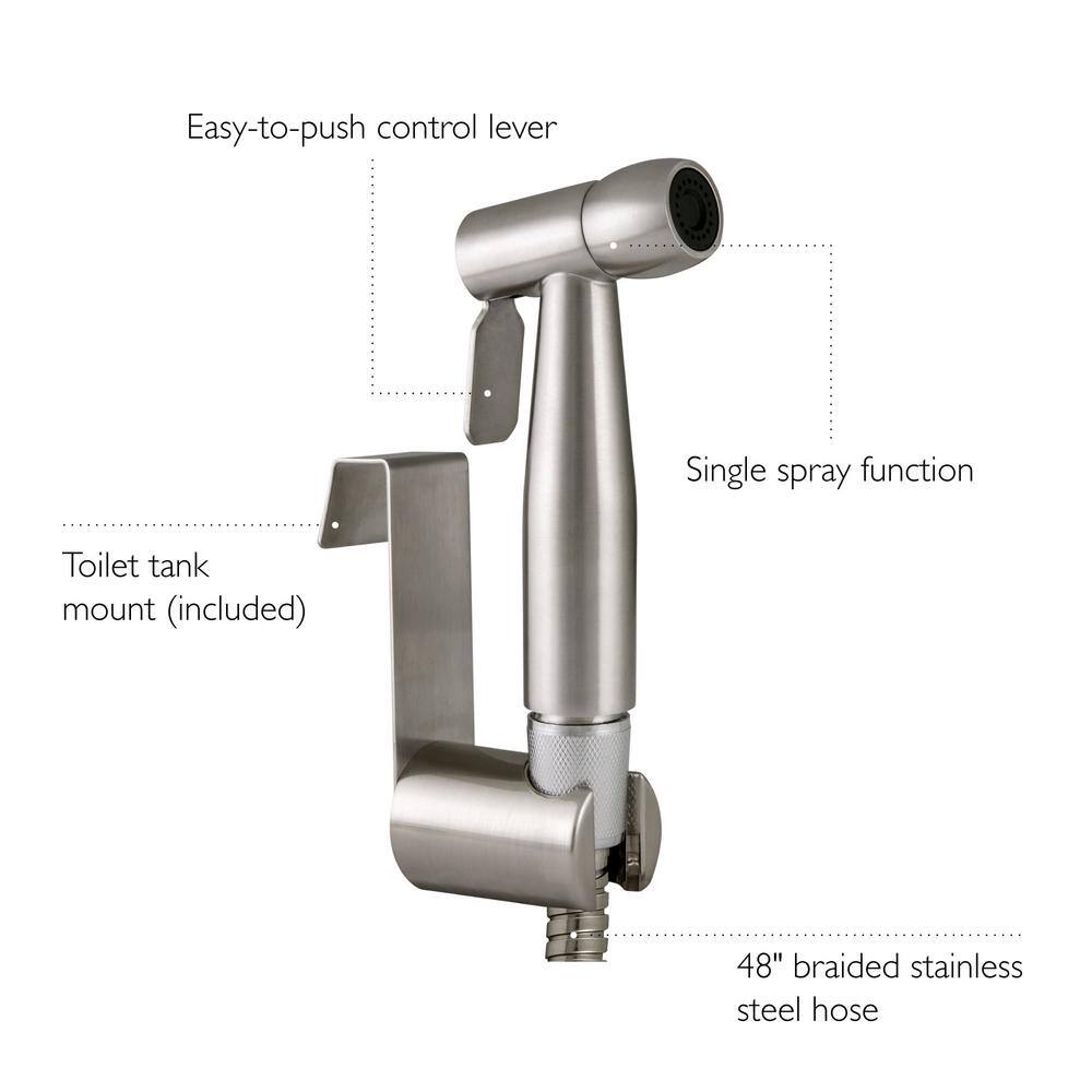 Design House Modern Single-Function Dual-Mount Handheld Non-Electric Bidet Sprayer in Stainless Steel 588913-SS