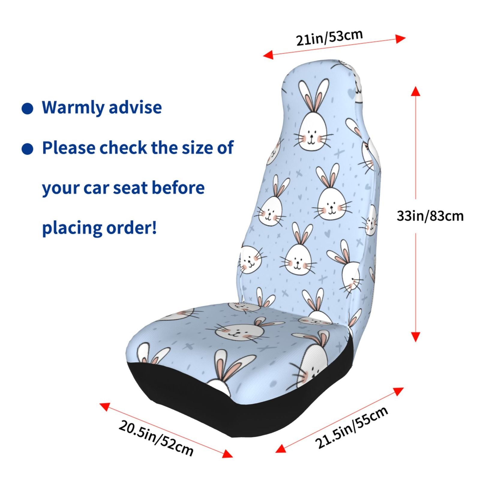 TEQUAN Front Seat Covers， Cute Rabbits Animal Pattern 2 Piece Car Seat Cover Fit Most Car SUV Truck Van