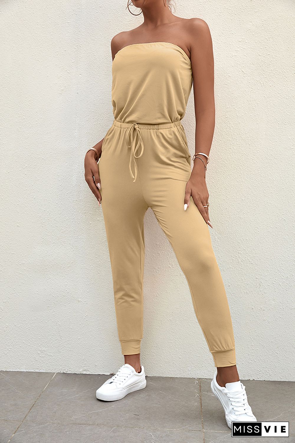 Solid Color Off Shoulder Jumpsuit Wholesale