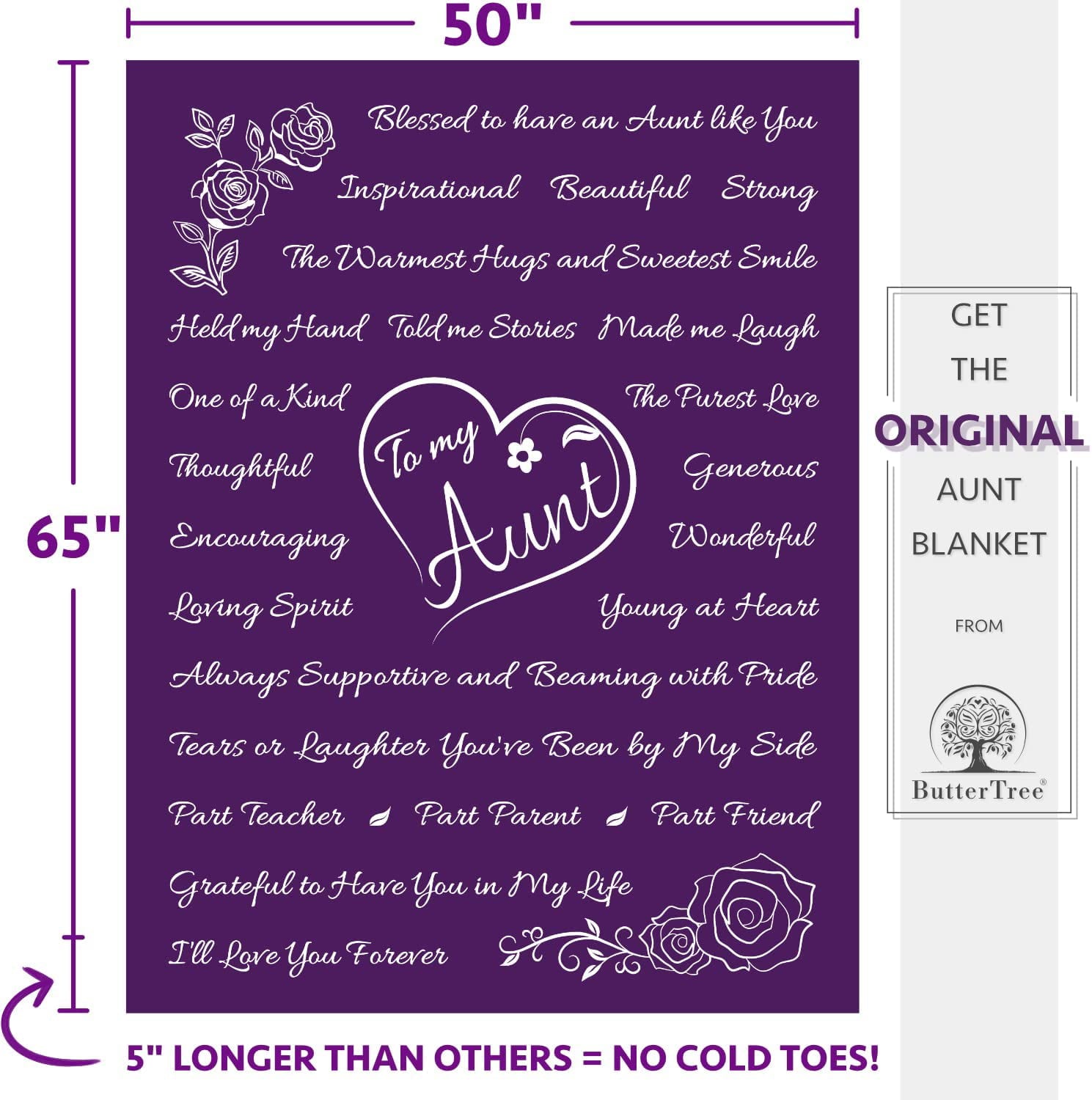 To My Aunt Blanket by ButterTree - Gifts for Aunt (Purple Fleece Throw 65