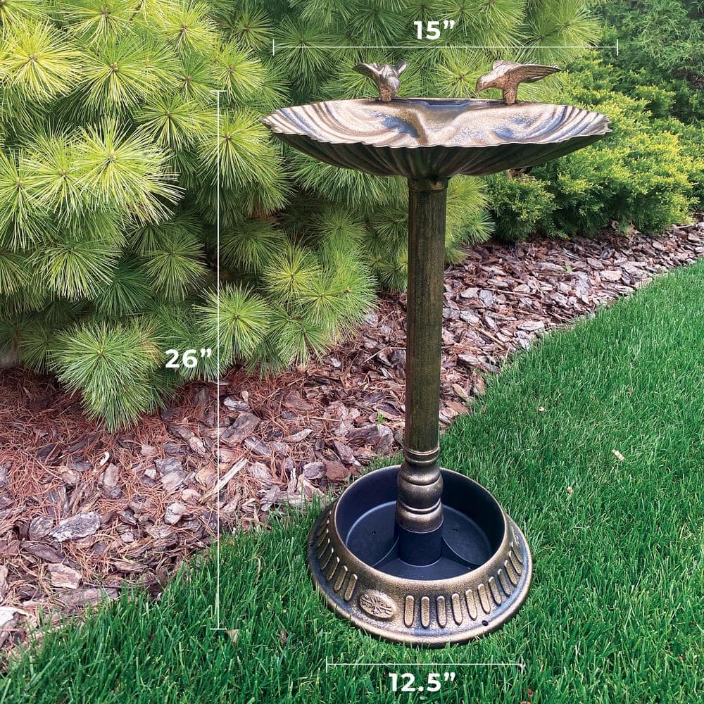 BACKYARD EXPRESSIONS PATIO · HOME · GARDEN Bronze Resin Birdbath with Built-In Planter 905493