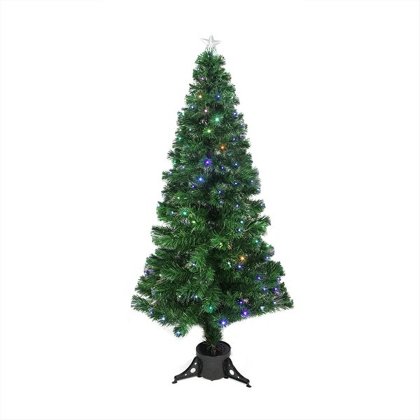 6' PreLit LED Fiber Optic Color Changing Christmas Tree with Star Tree Topper