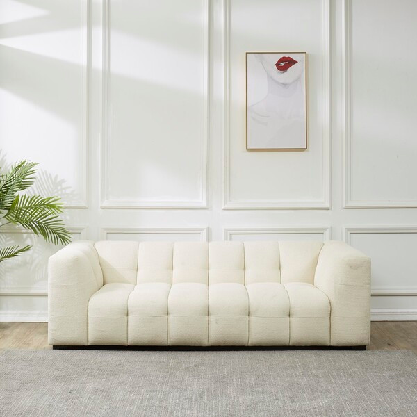 Safavieh Couture Petryna Boucle Tufted Sofa Creme   Sofas   by Safavieh  Houzz