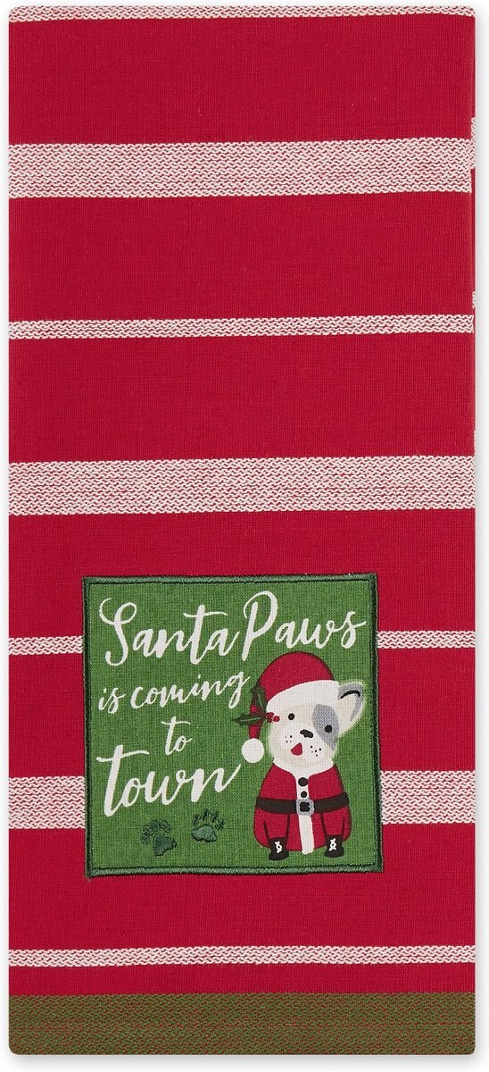 Design Imports Santa Paws Embellished Dish Towel