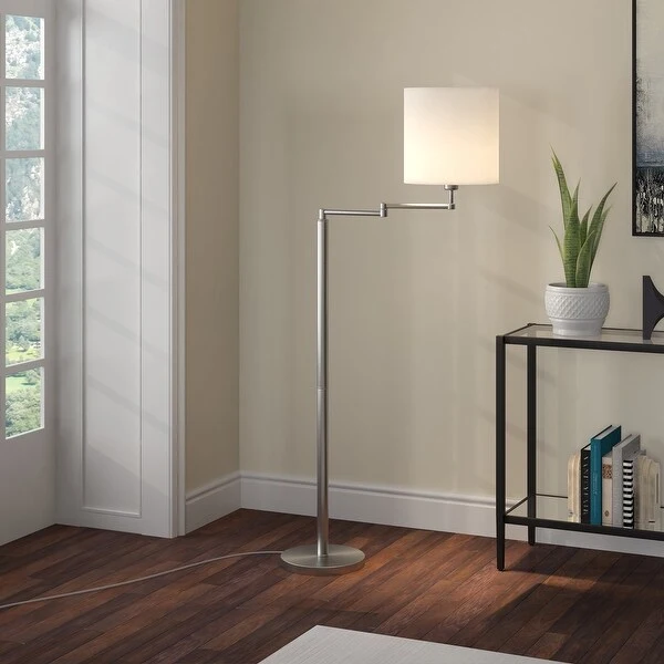 Moby Swing Arm Floor Lamp with Drum Shade