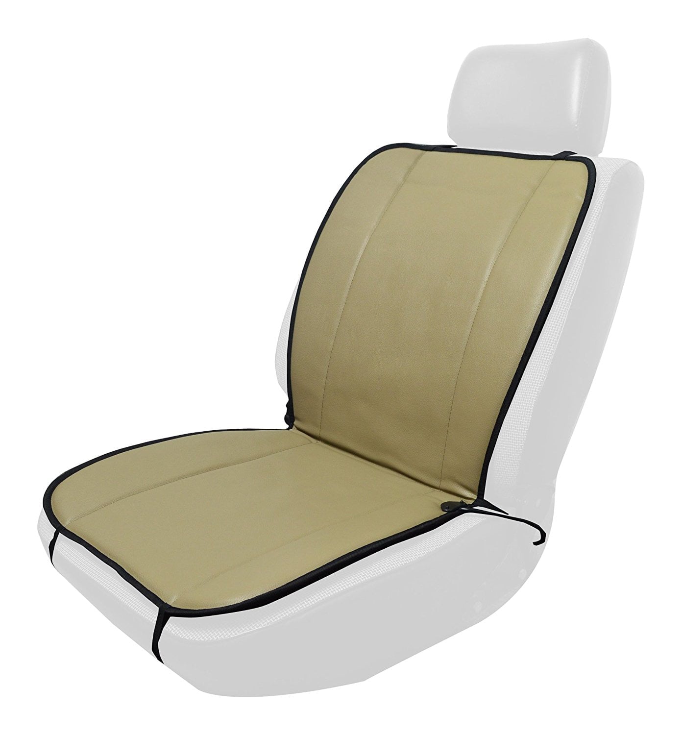 12V Dual Temperature Reversible Heated Seat Cushion， Black Beige / Tan