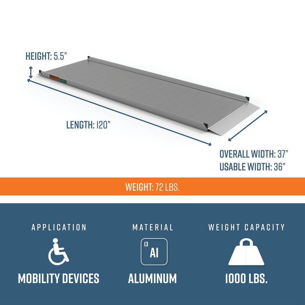 EZ-ACCESS GATEWAY 3G 10 ft. Aluminum Solid Surface Wheelchair Ramp GATEWAY3G 10