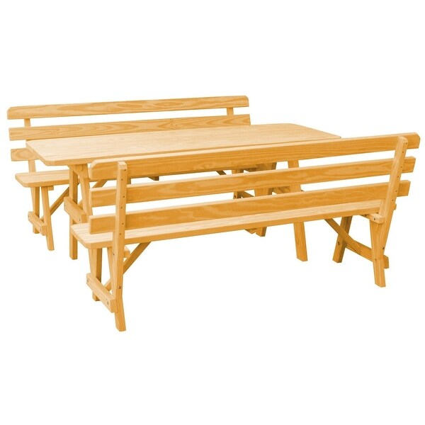 Pine 6' Picnic Table with 2 Backed Benches