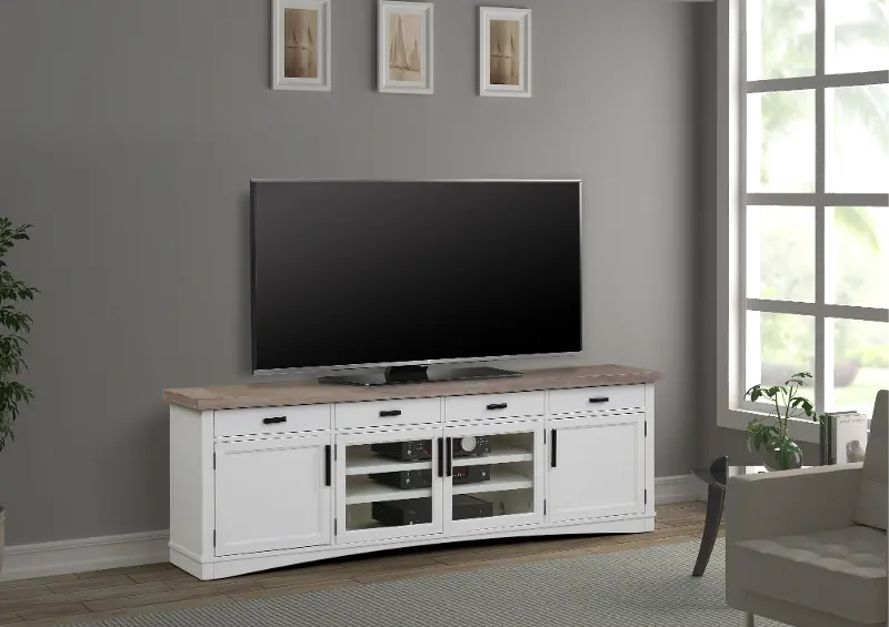 Amy Cotton White 92 TV Stand