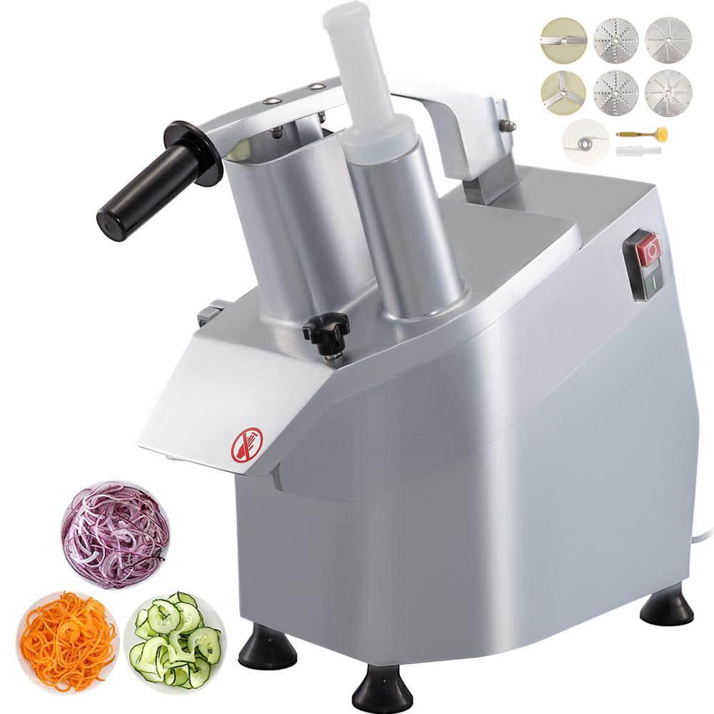 VEVOR 550Watt Single Speed Silver Commercial Food Processor 2Feeding Holes Electric Vegetable Slicer 1600RPM with 6blade