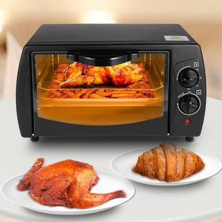 Kahomvis 1000W 4-Slice Black Matte Stainless Countertop Toaster Oven  Pizza Maker Toaster Oven with Bake Tray and Wire Rack ISA-LKD0-YQW