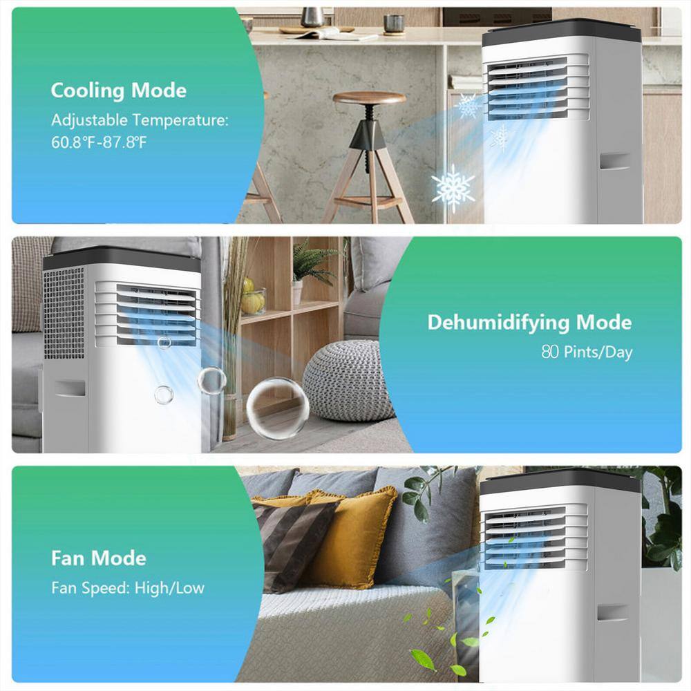 Bunpeony 8000 BTU 3-in-1 Portable Air Conditioner with Cool Dehum Fan Sleep Mode in White ZMCT106