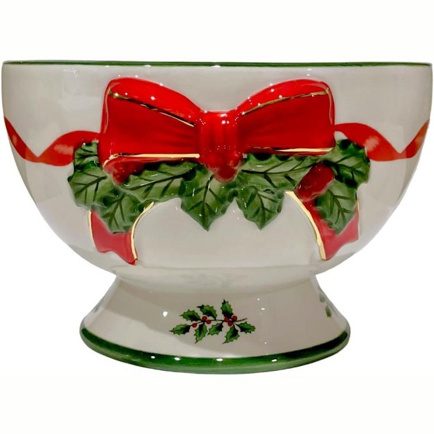 Spode Christmas Tree Ribbon Nut Bowl 6 Inch Serving Bowl For Candies Nuts Or Desserts Decorative Bowl For Christmas And Holiday Season