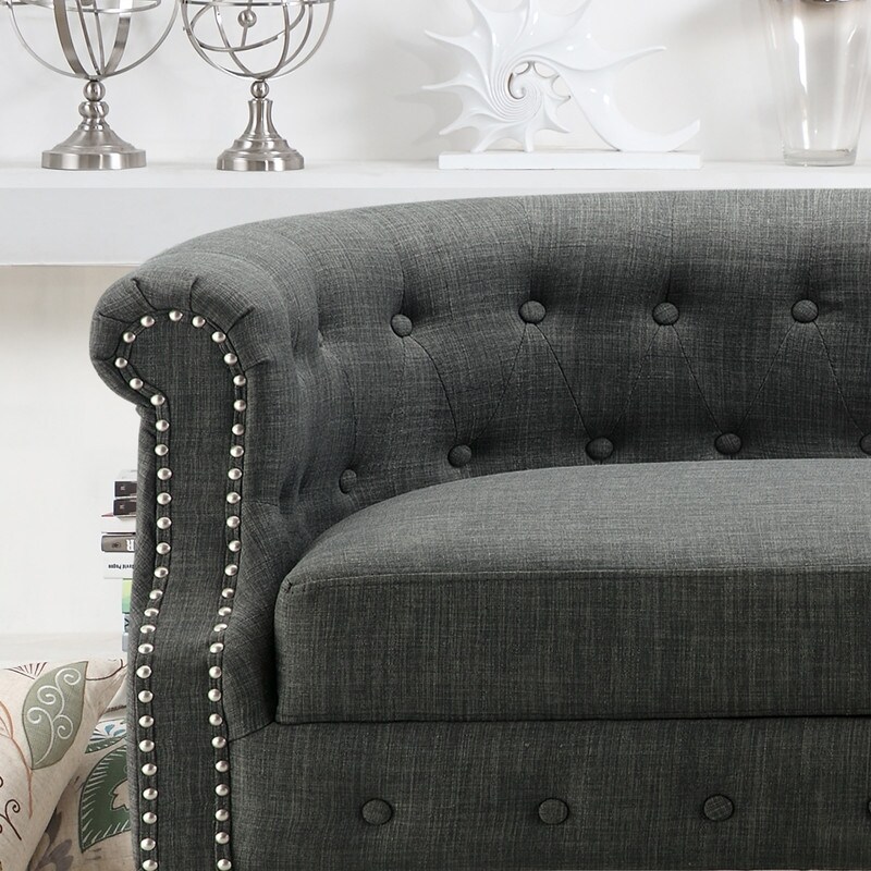 Rosevera Three Piece Living Room Tufted Sofa Set  Chesterfield