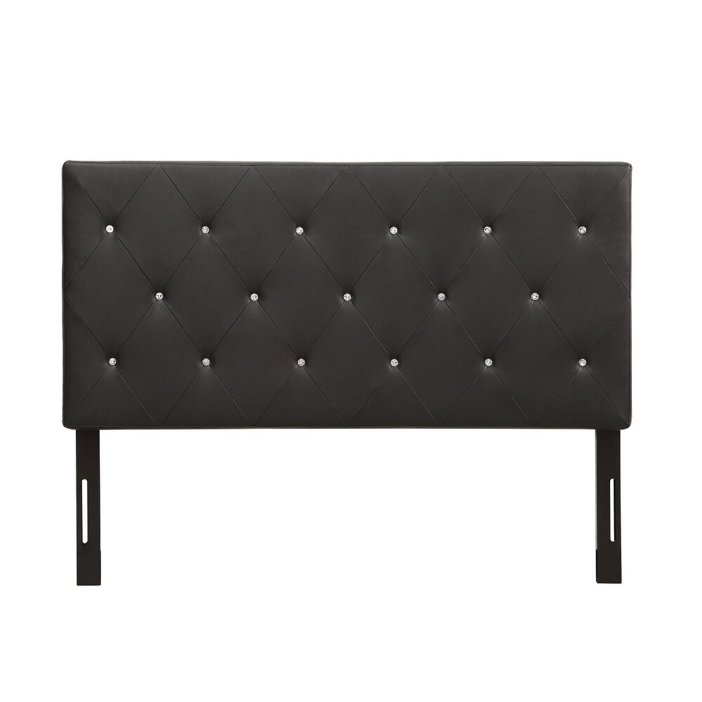 Silver Orchid Heston Contemporary Crystal Diamond Tufted Black Headboard