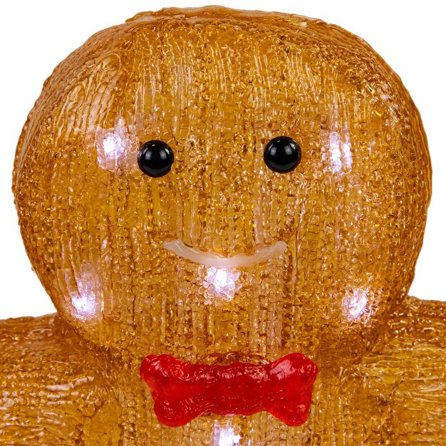 Led Lighted Acrylic Gingerbread Man With Bow Tie Christmas Decoration