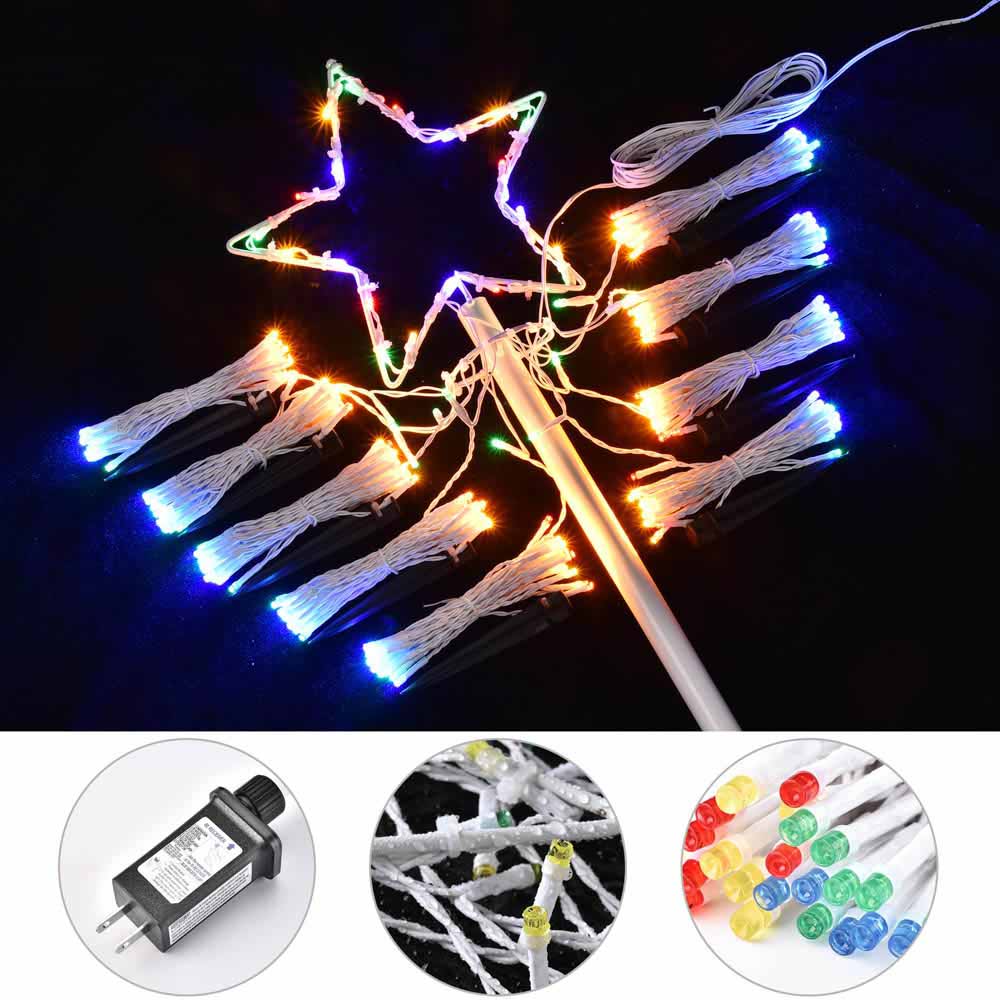 Yescom Christmas Tree Light 9 String Lights with Star & Pole