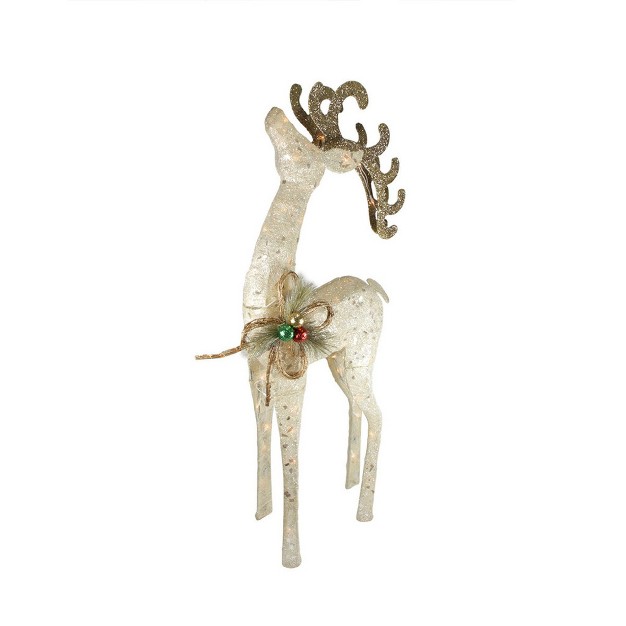 Lighted Brown And Ivory Reindeer Outdoor Christmas Decoration